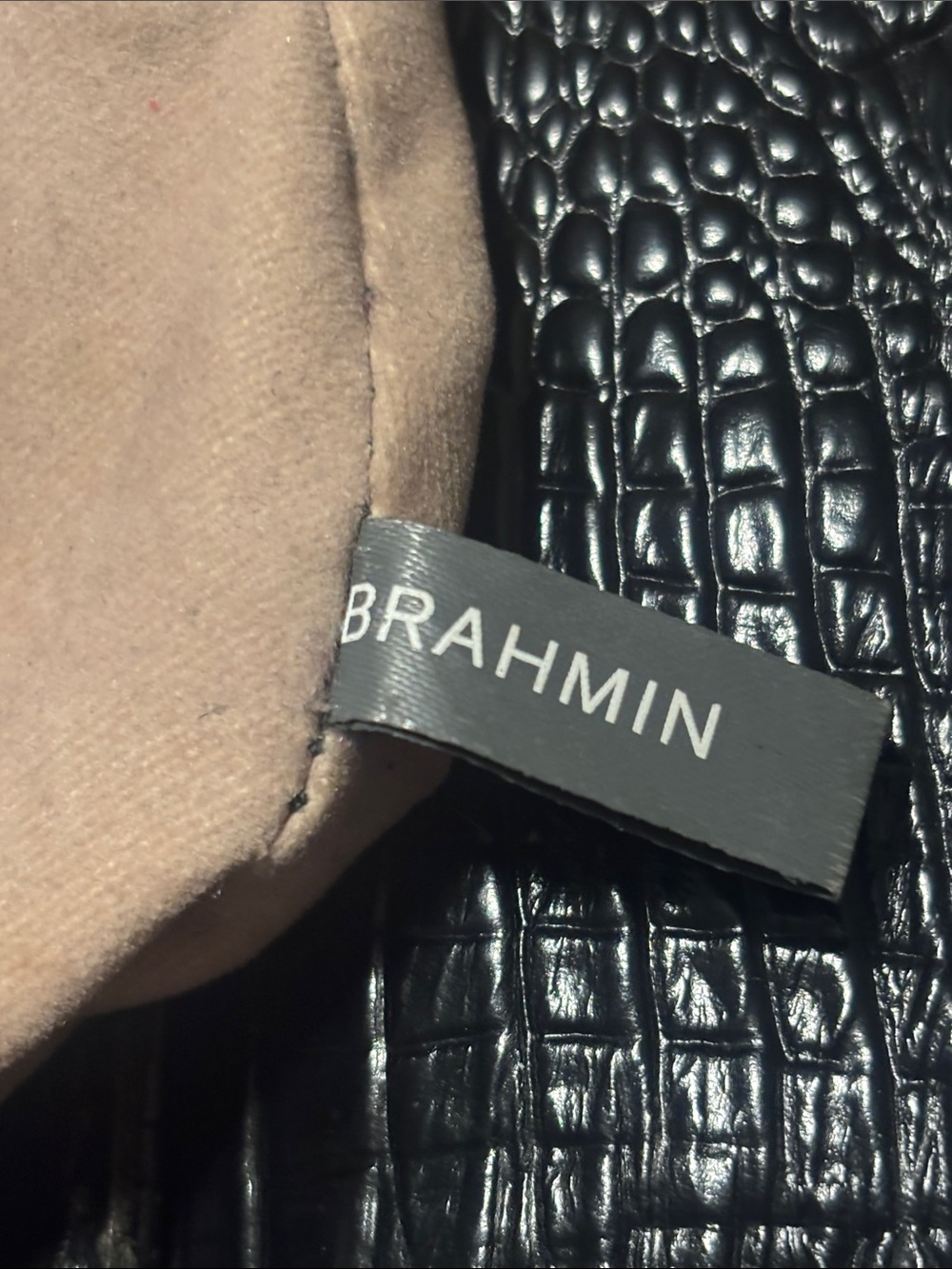 Vintage Brahmin Black Croc-Embossed Leather Crossbody with Gold-Tone Hardware - Picture 15 of 16